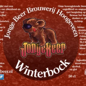 Etiket van Winterbock, bier van Jonge Beer Brouwerij Hoogeveen